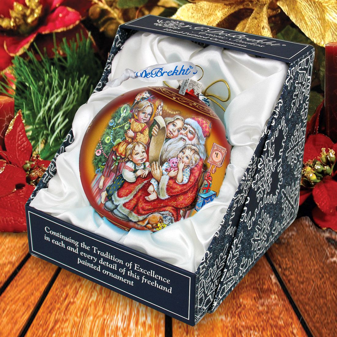 Santa's Christmas List Glass Ornament Holiday by Debrekht 73370-73364