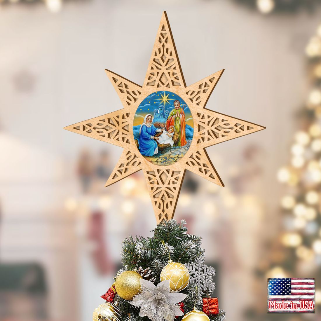 Old World Nativity Tree Topper by G.DeBrekht - Nativity Holiday Decor - 89493