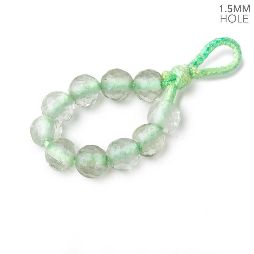 6mm Prasiolite 1.5mm Large Hole Faceted Rounds Set of 10