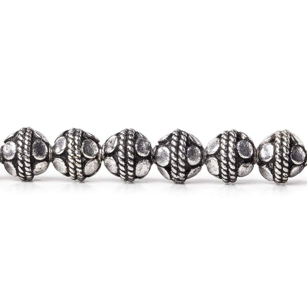 6mm Sterling Silver Plated Copper Round Antiqued Bali Design 8 inch 33 pcs