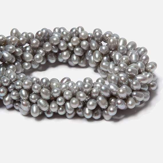 6x4mm Silver Top Drill Oval Freshwater Pearl 16 inch 78 pieces