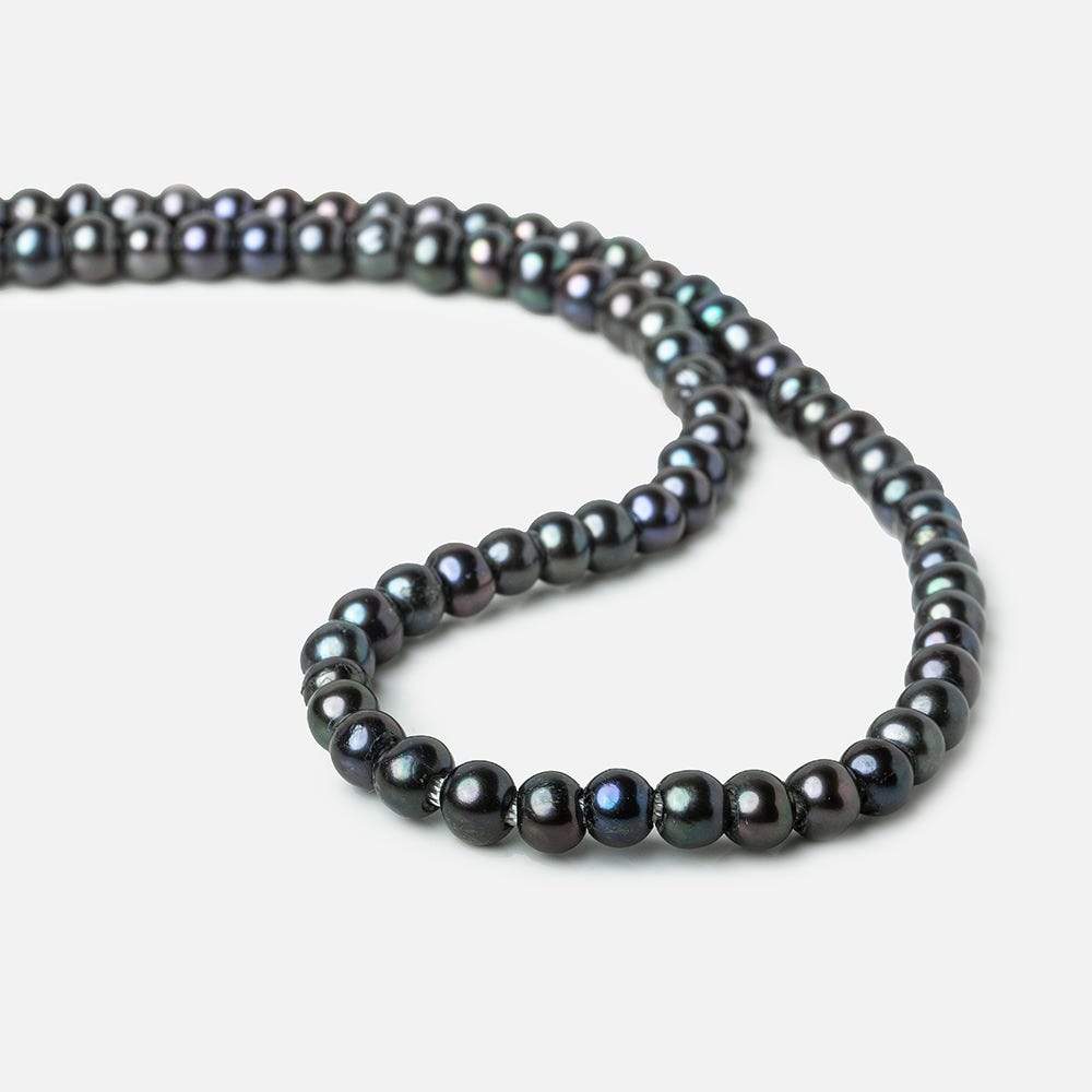 6x5-7x6mm Dark Navy Silver Off Round 2.5mm Large Hole Freshwater Pearl 75 pcs