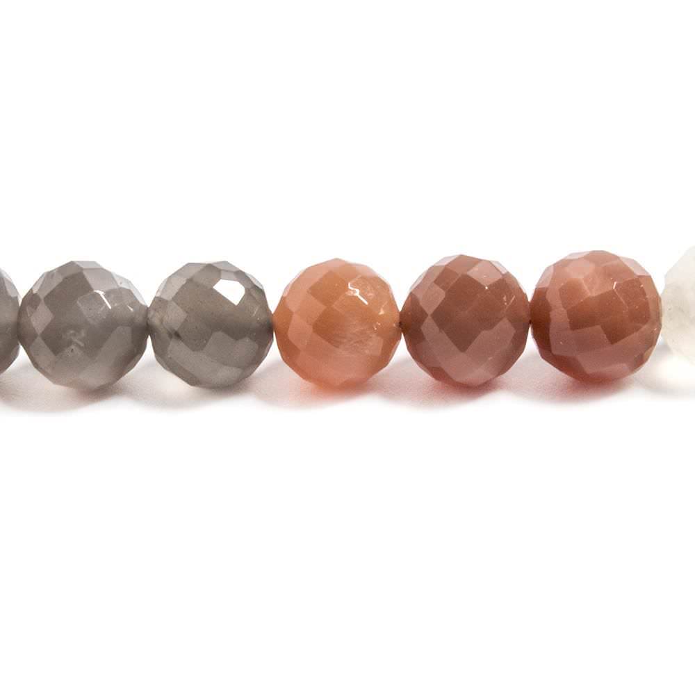 7.5mm Multi-color Moonstone faceted rounds 9 inch 28 Beads