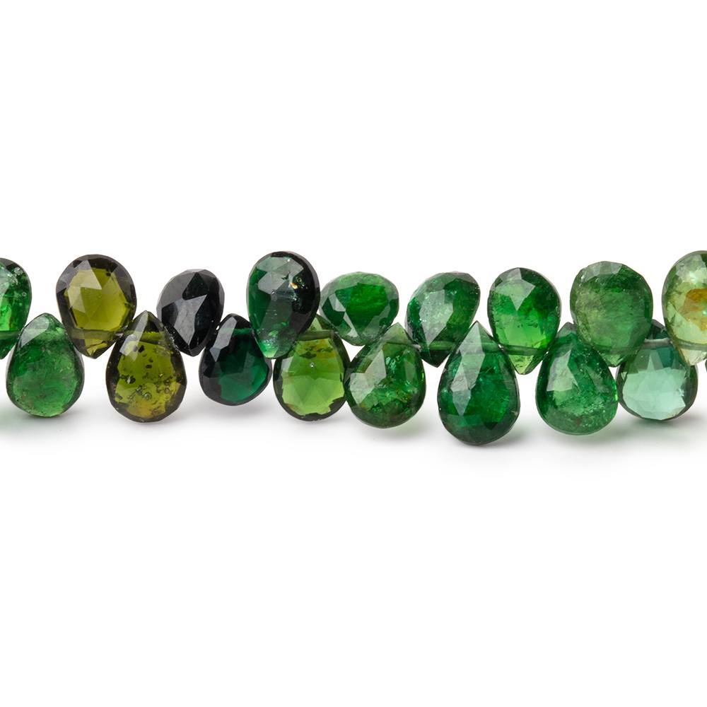 7-8mm Chrome Tourmaline Faceted Pear Beads 8 inch 68 pieces AA