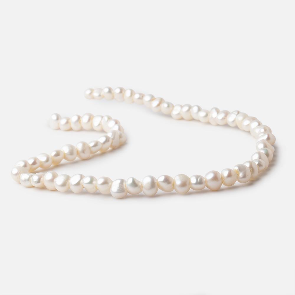 7mm Cream Baroque 2mm Large Hole Pearls 15 inch 63 pieces