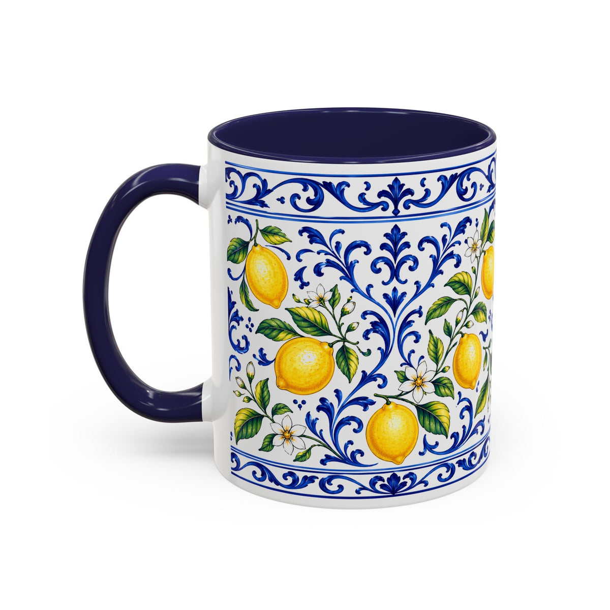 Little Italy Amalfi Blue with Lemon Accent Mug — Blue Ceramic Kitchen Mug (11oz)