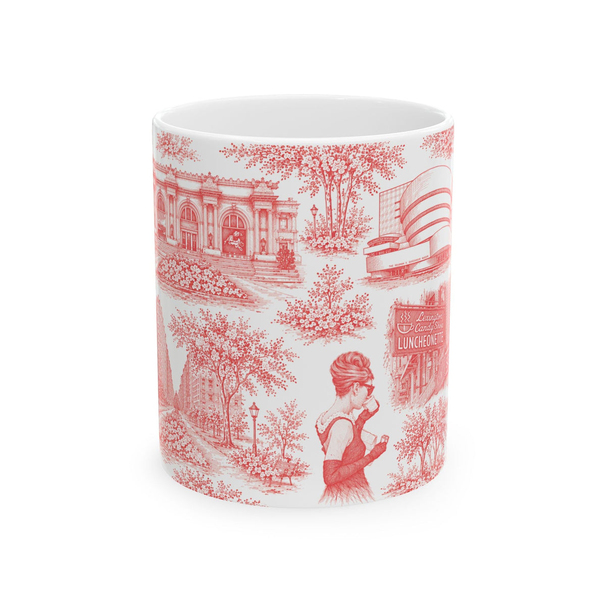 Upper East Side Red Toile de Jouy Mug | New York Chinoiserie Ceramic Mug
