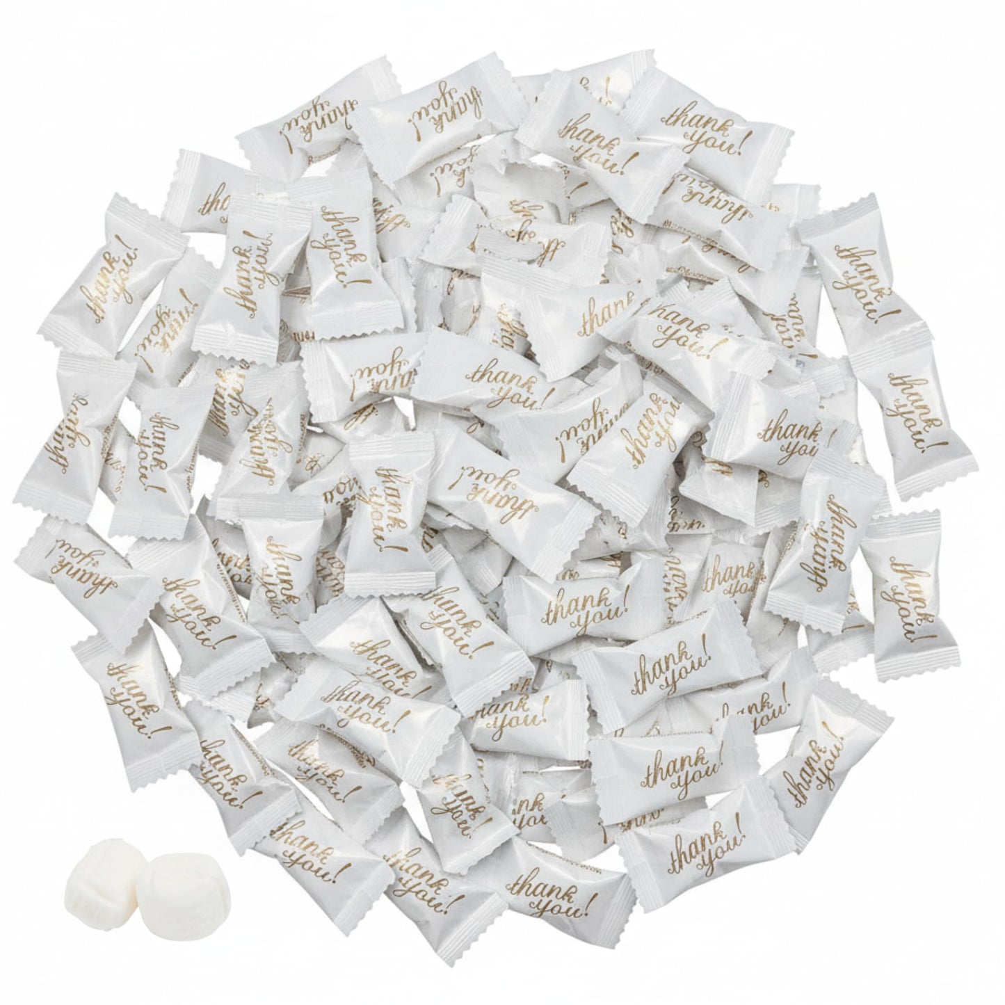220ct Thank You Buttermints Individually Wrapped – White & Gold Wedding Mints Bulk for Candy Buffet, Party Favors, Bridal Shower & Reception Candy