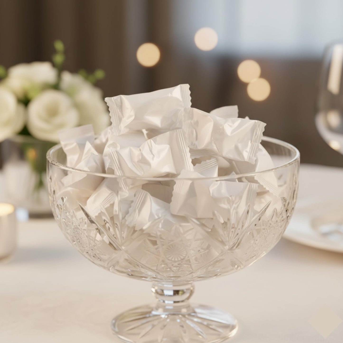 220ct White Buttermints Individually Wrapped – Bulk Soft Butter Mints for Weddings, Candy Buffets, Party Favors & Events