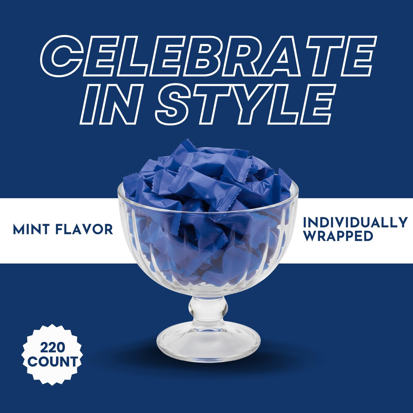 Royal Blue Buttermints – Individually Wrapped Butter Mints Bulk Candy (110ct / 220ct) for Weddings, Graduations & Party Favors