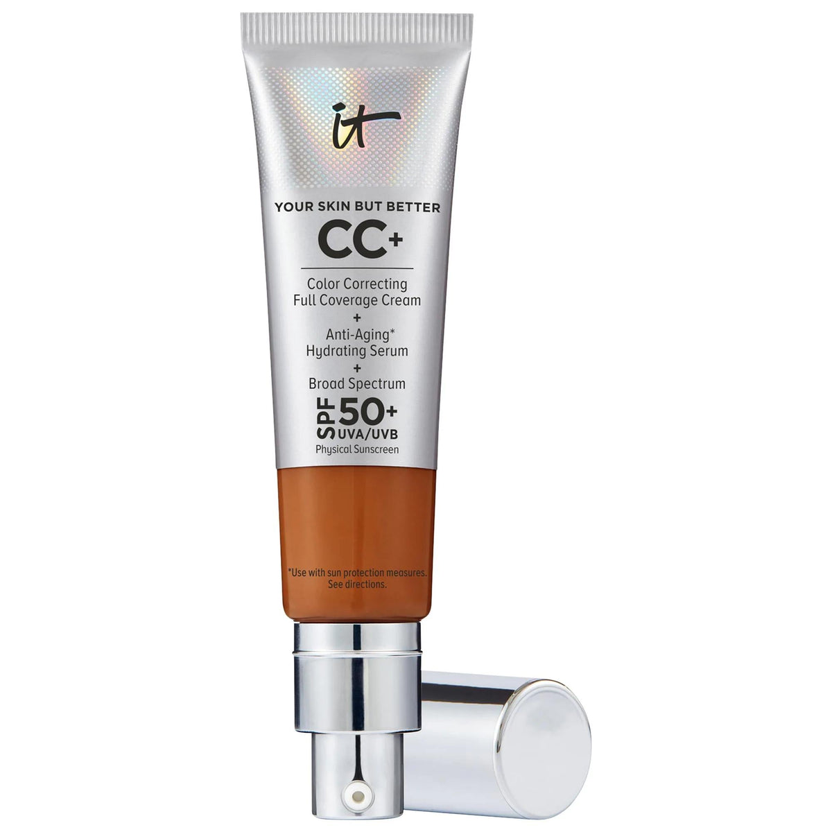 IT Cosmetics CC+ Cream Full Coverage Foundation SPF 50+: Hydrating, Anti-Aging, Color Correcting & Natural Finish - Conceals Acne Scars, Redness & Uneven Skin Tone