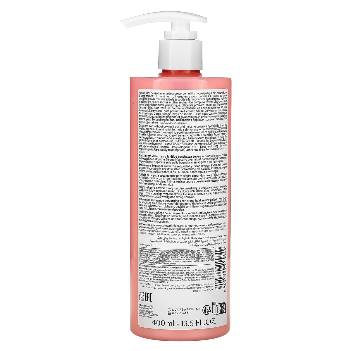 SVR Topialyse Gentle Cleansing Gel for Sensitive Skin - 200ml, Moisturizing, Suitable for Babies, Children, and Adults