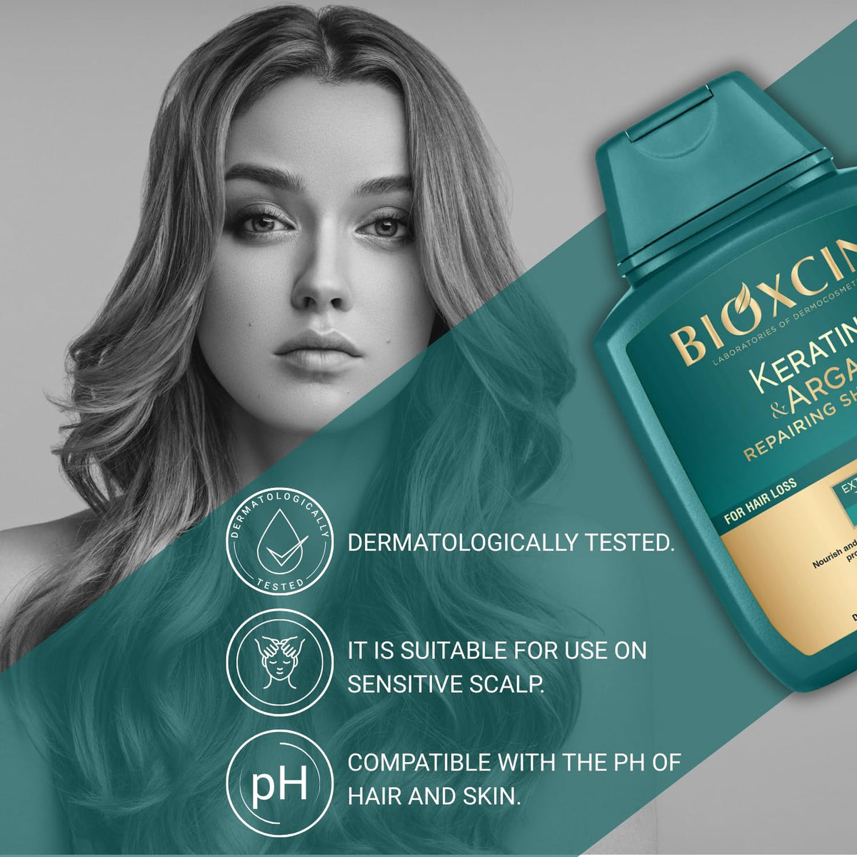 Bioxcin Keratin & Argan Repair Shampoo - Nourishes & Repairs Damaged Hair, 300ml