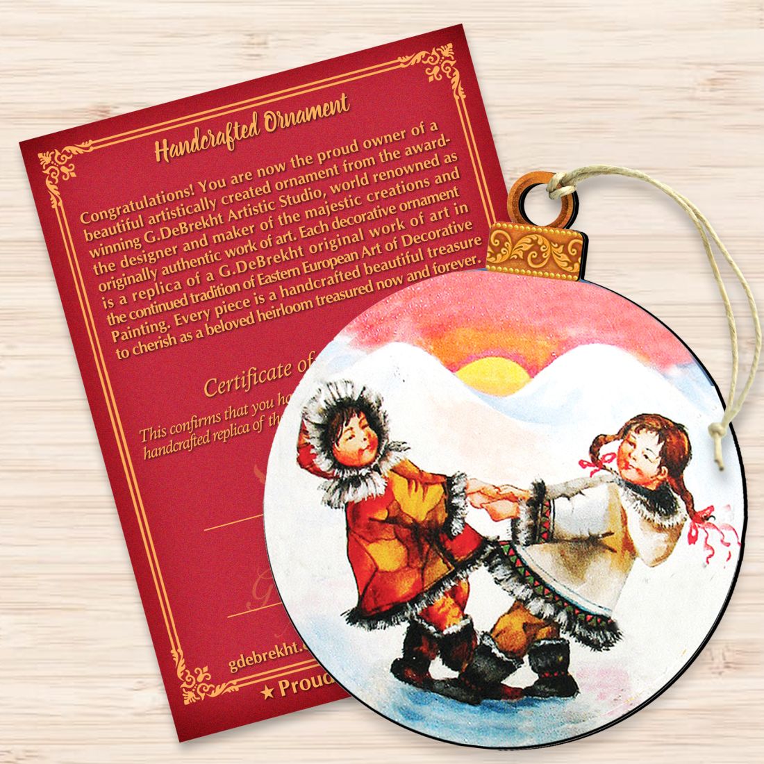 Arctic Friendship Wooden Ornaments by G. DeBrekht - Christmas Santa Snowman Decor - 8117420