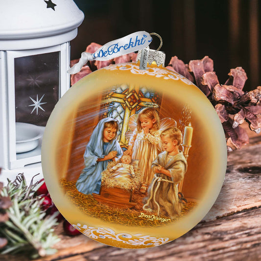 Angels Lullaby Lg Glass Ornament by G.Debrekht - Nativity Holiday Decor - 73940