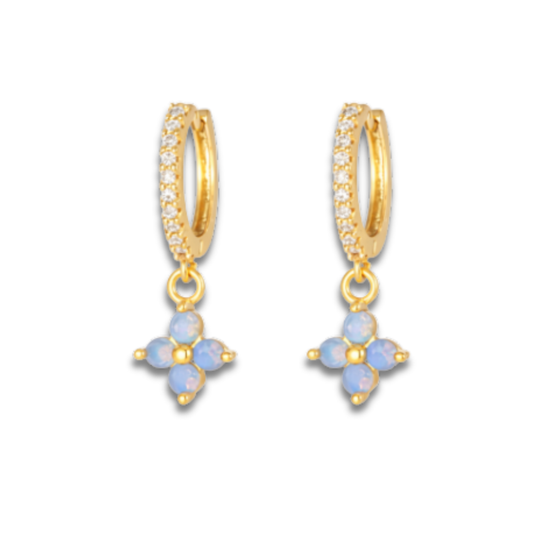 Worn West Floral Opal Dangle Hoop Earring
