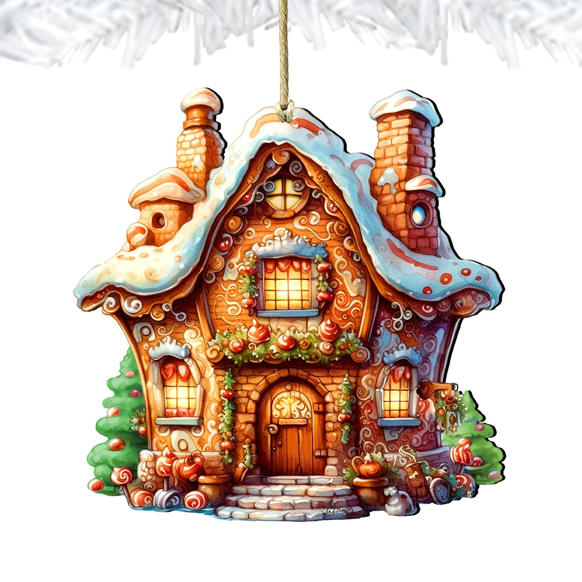 Fairy Tale House Wooden Ornaments by G. Debrekht - Christmas Decor - 8100191-1