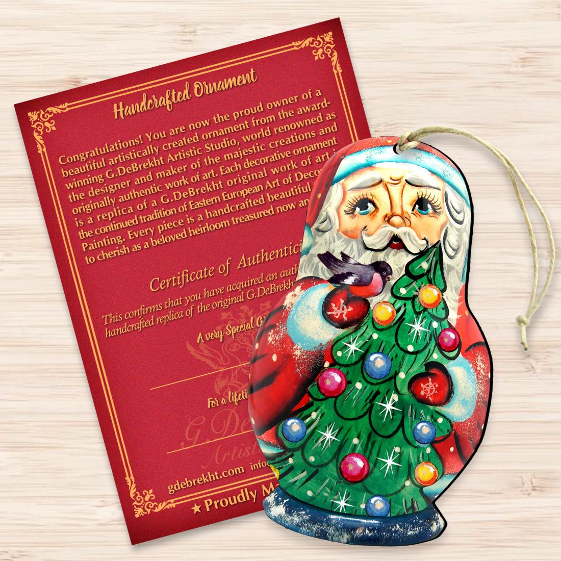 Santa Nesting Doll Wooden Ornaments by G. DeBrekht - Christmas Santa Snowman Decor - 8115060
