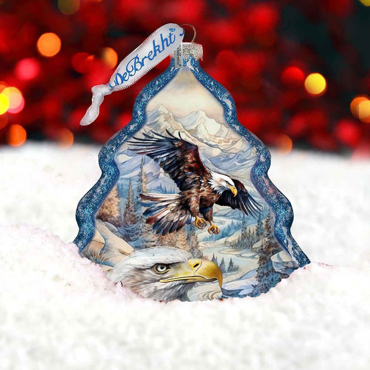 The Land of the Free - American Eagle Tree Glass Ornament by G. Debrekht - Christmas Decor - 762-031