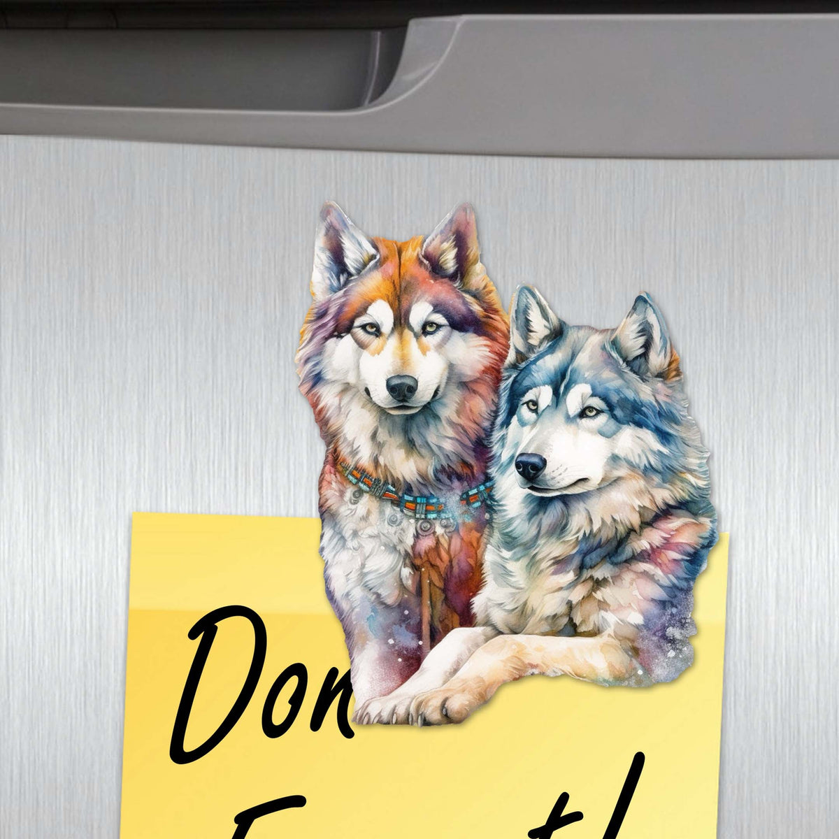 The Graceful Huskies Decorative Eco Wood Magnets Set of 6 by G. Debrekht - Wildlife Decor - 8090115G-S6