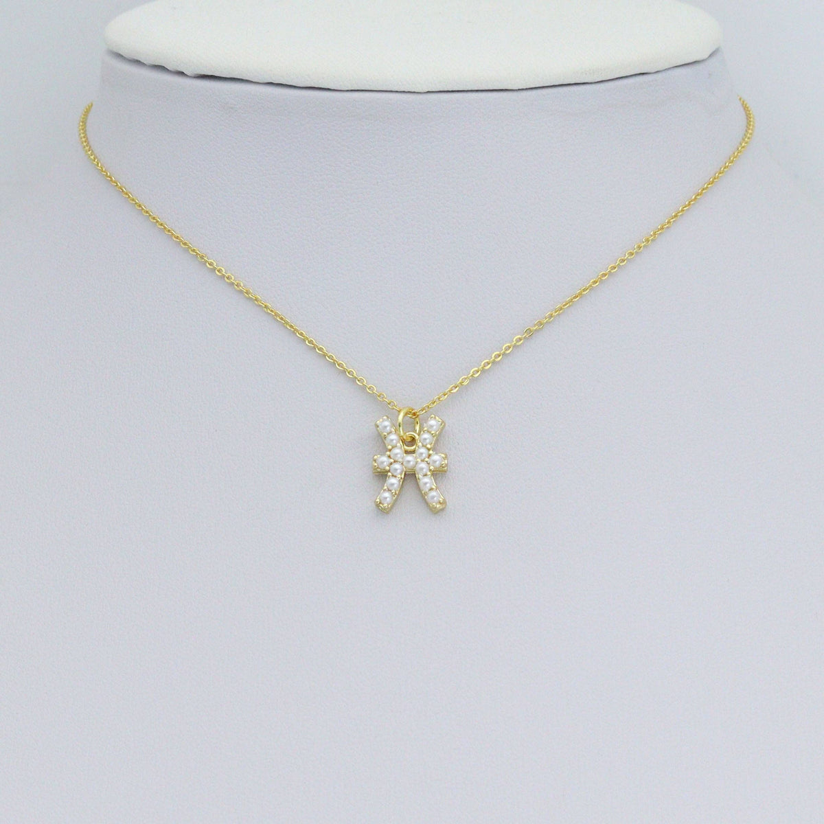 Gold White Pearl Zodiac Symbol Charm Pendant,Sku#A482