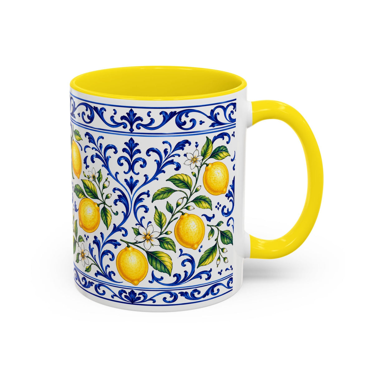 Little Italy Amalfi Blue with Lemon Accent Mug — Blue Ceramic Kitchen Mug (11oz)
