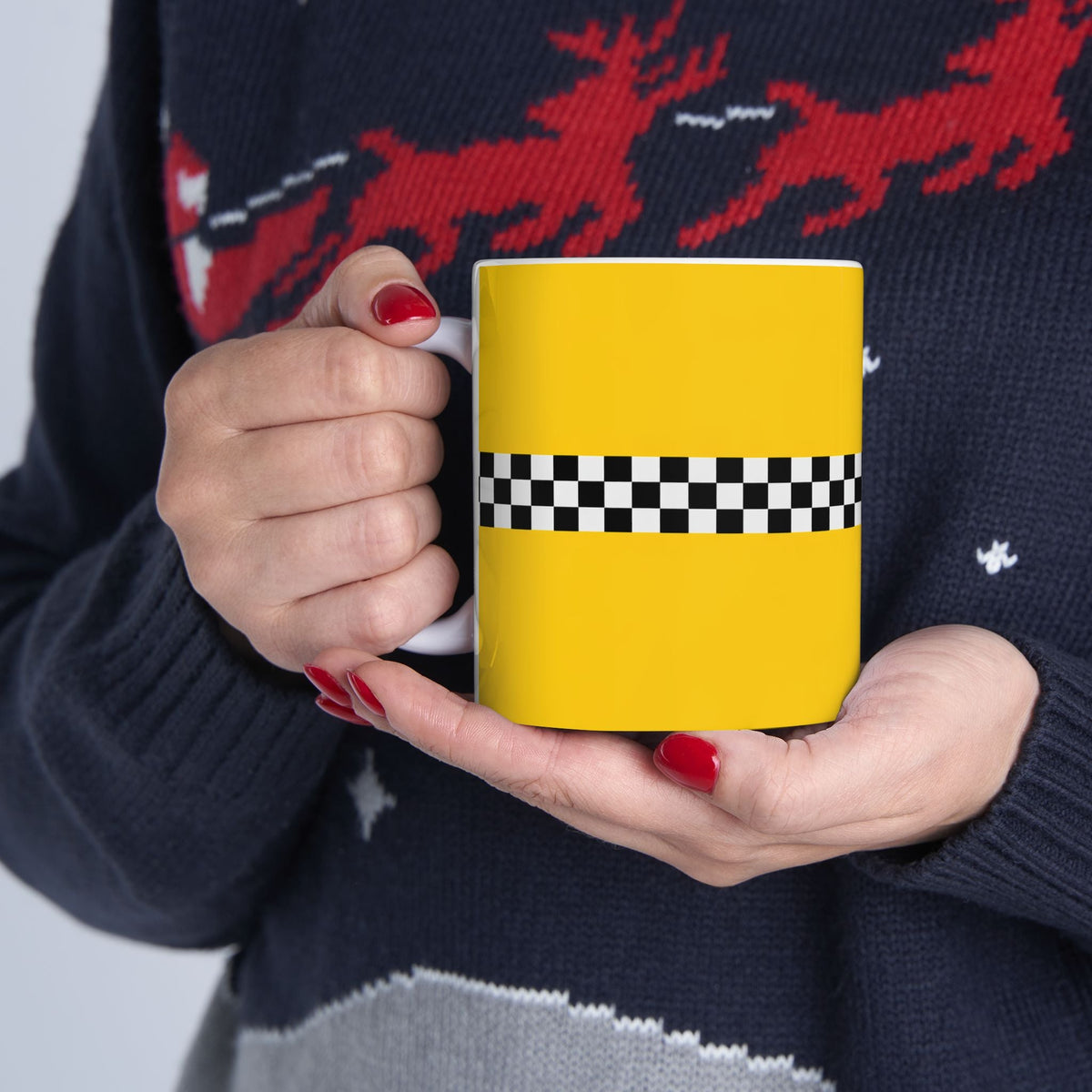 NYC Checkered Taxi Cab Mug | New York Yellow Checker Ceramic Mug