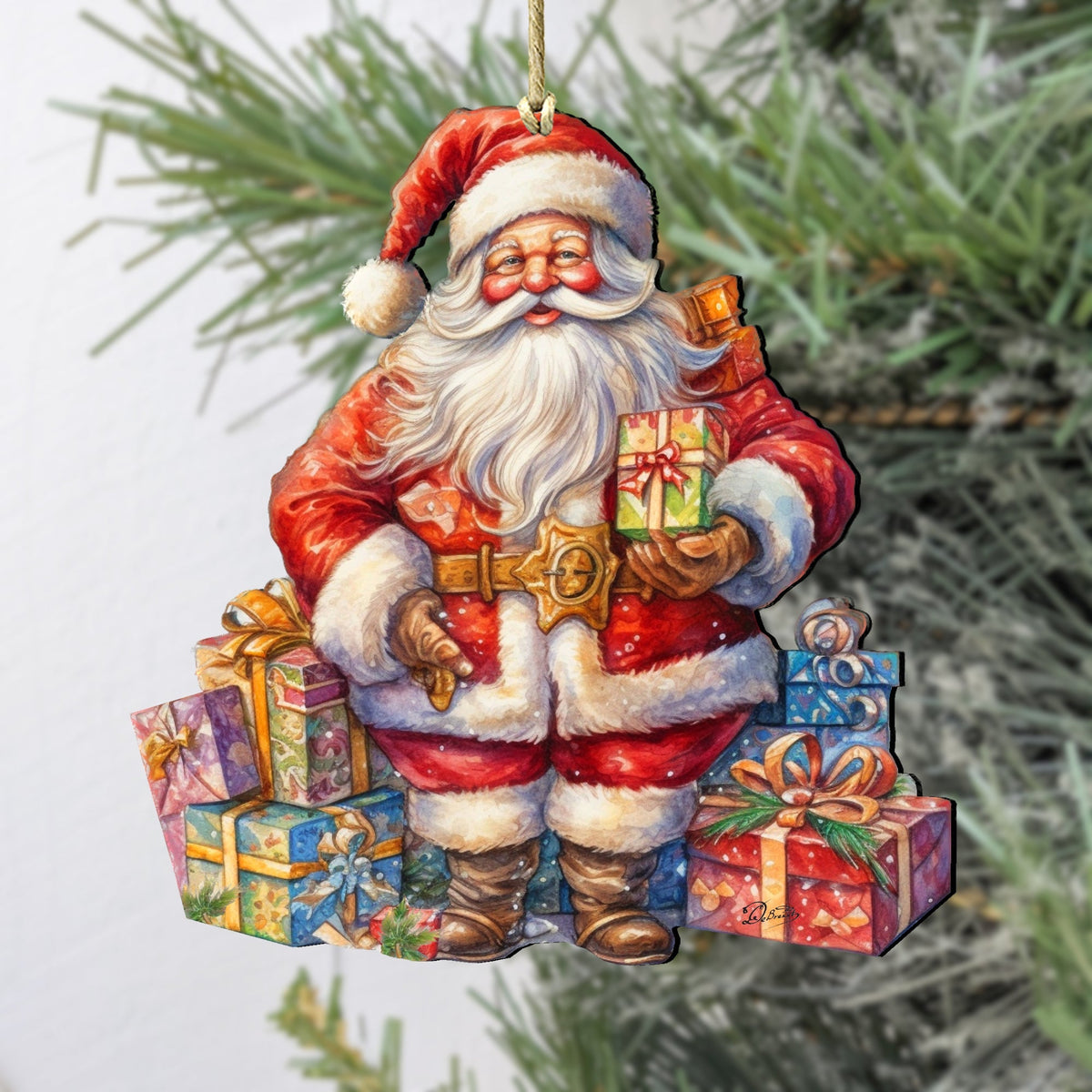 The Joy of Giving Wooden Ornaments by G. Debrekht Christmas Santa Snowman Decor - 8611081