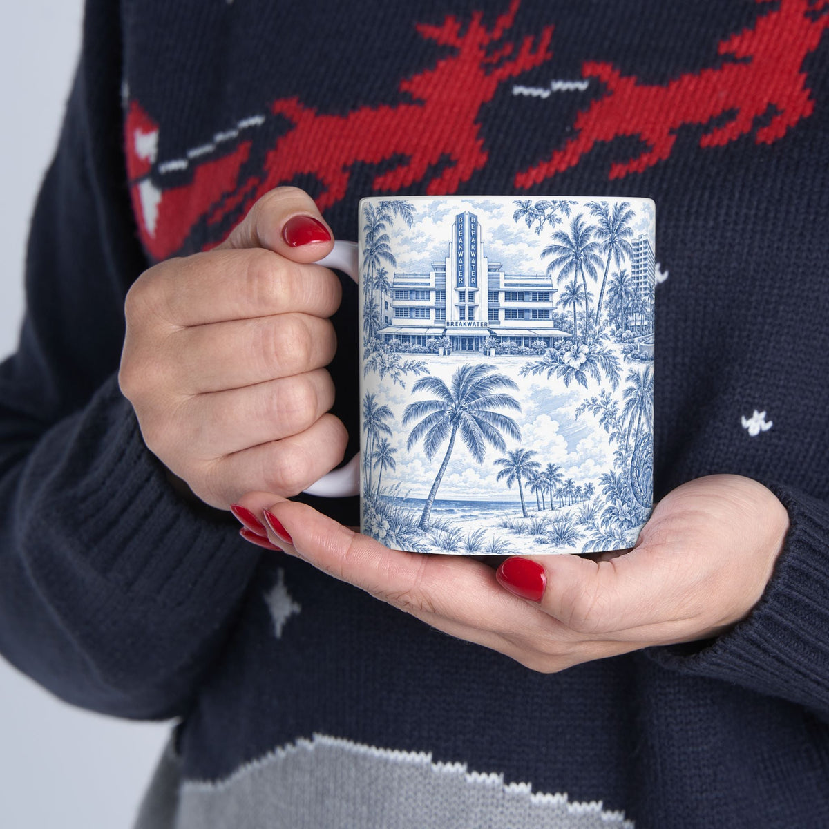 Miami Blue Toile de Jouy Ceramic Mug — Florida Chinoiserie (11oz)