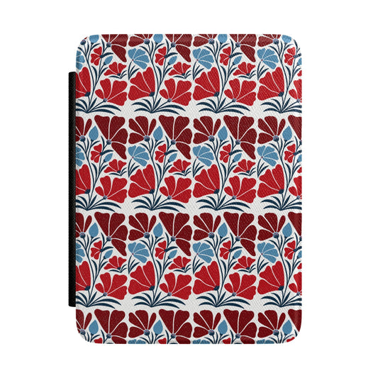 Red and Blue Floral Kindle Paperwhite Case | Vintage Botanical E-Reader Cover