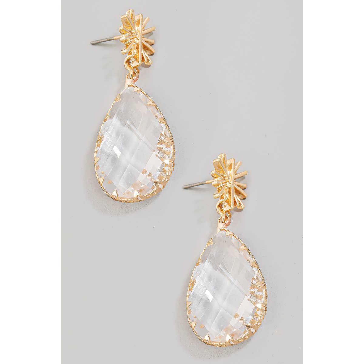Boucles d'oreilles pendantes en strass la Goutte à facettes par Looks by Fame