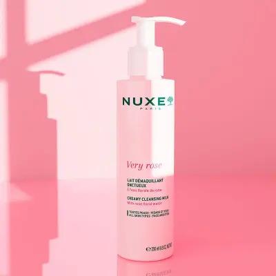Nuxe Very Rose: Gentle Facial Cleansing Milk - Rose Water, Sensitive Skin, Makeup Remover, Natural Skincare, Hydrating - 200ml