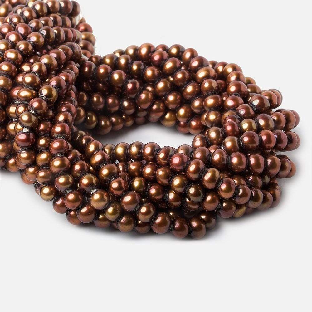 7mm - 8mm Nutmeg Brown Large Hole Off Round Pearl 2.5mm drill hole, 15 inch, 64 pieces