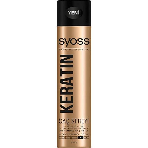 Syoss Keratin Hair Spray - 48H Extra Strong Hold, Flexible Style, Intense Shine - Long Lasting Hair Styling Spray