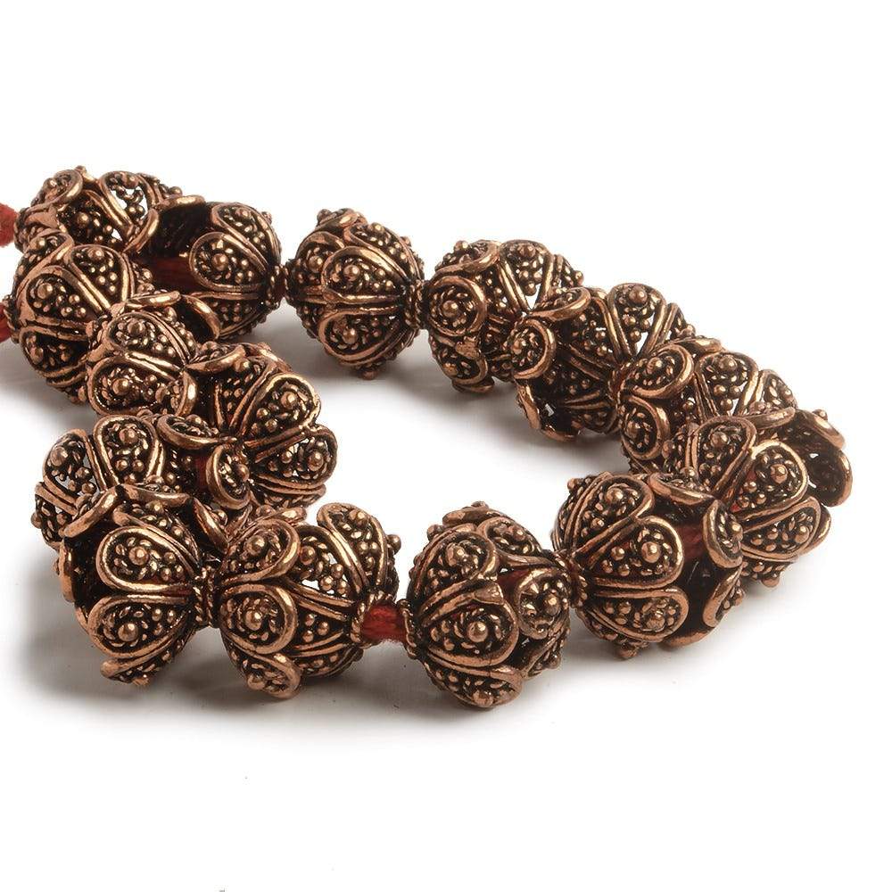 7x13mm Copper Bead Cap Scalloped Design 8 inch 30 pcs
