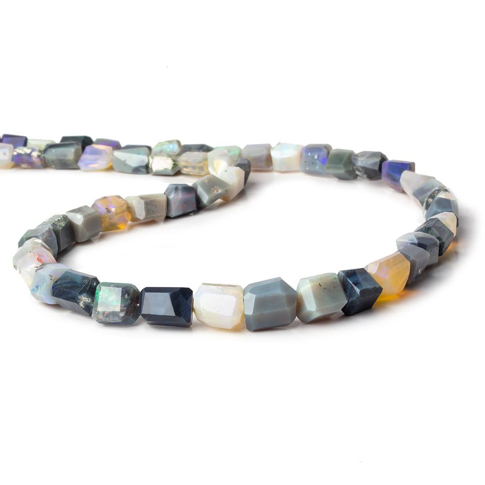 7x6-11x9mm Multi Color Australian Opal faceted nuggets 18 inch 50 beads AA