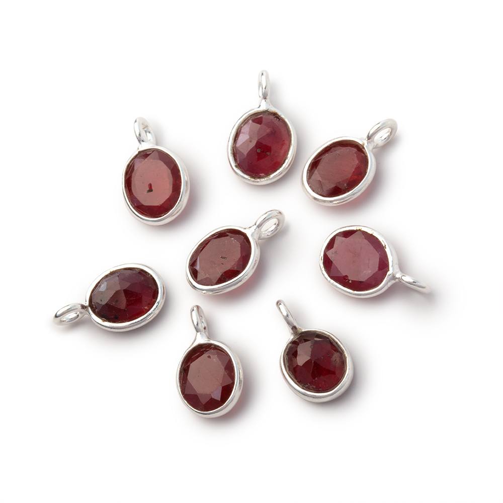 7x6mm Sterling Silver Bezel Ruby Rose Cut Oval Pendant 1 piece