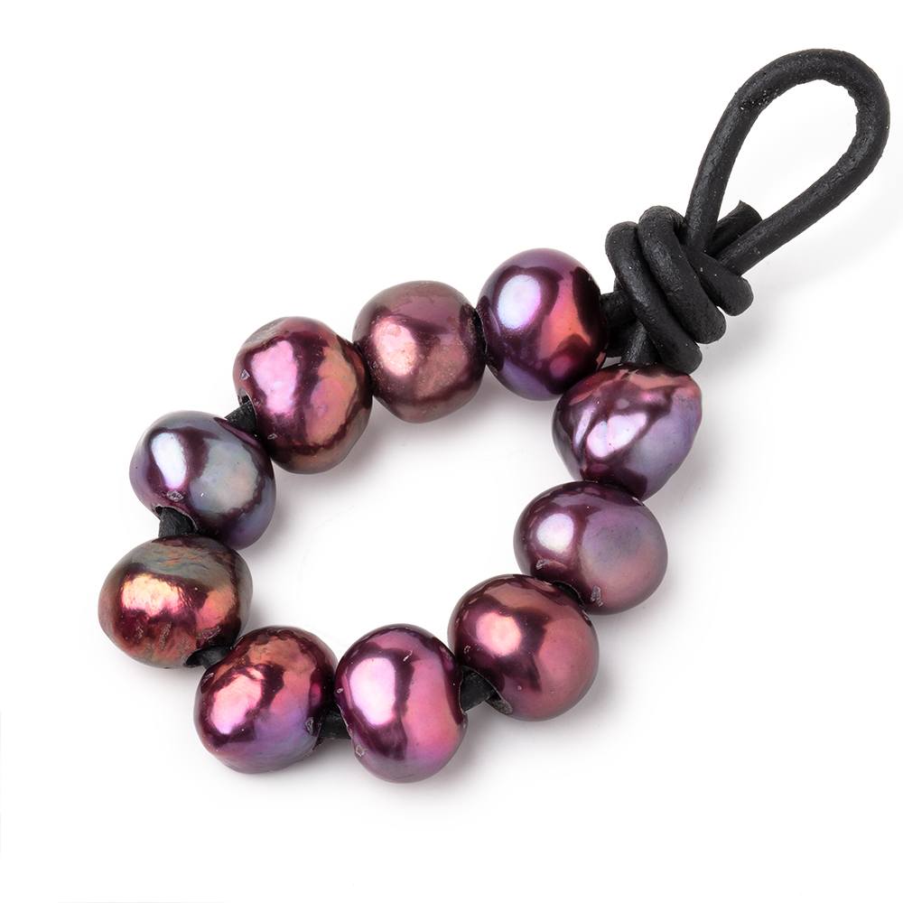 8-10mm Purple Rose Large Hole Baroque Pearls Set of 10