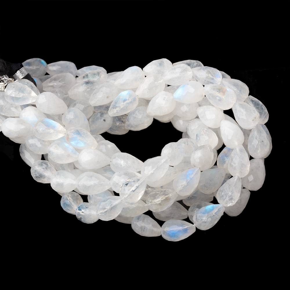 8-10mm Rainbow Moonstone Straight Drill Tear Drop 7.25 inch 19 Beads
