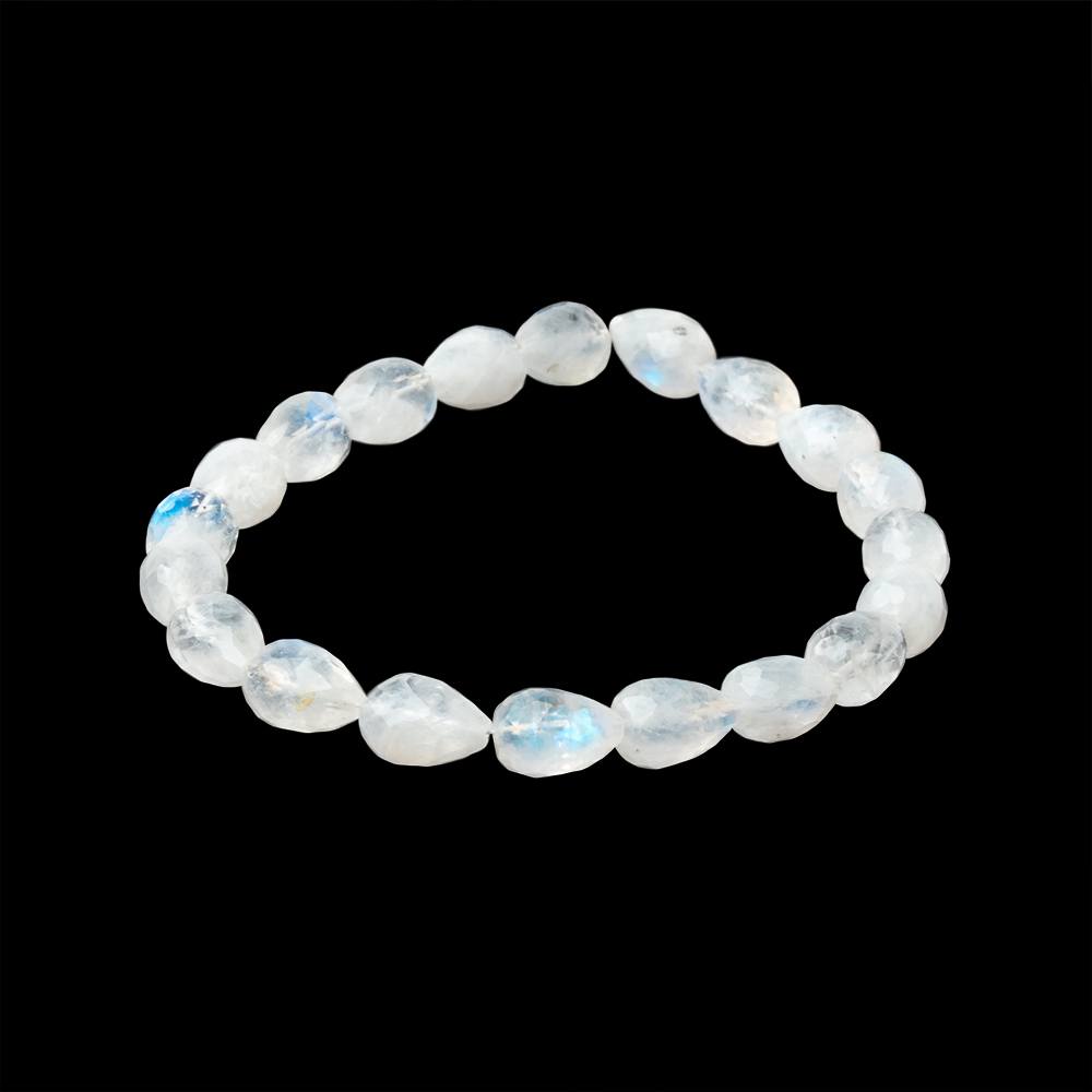8-10mm Rainbow Moonstone Straight Drill Tear Drop 7.25 inch 19 Beads