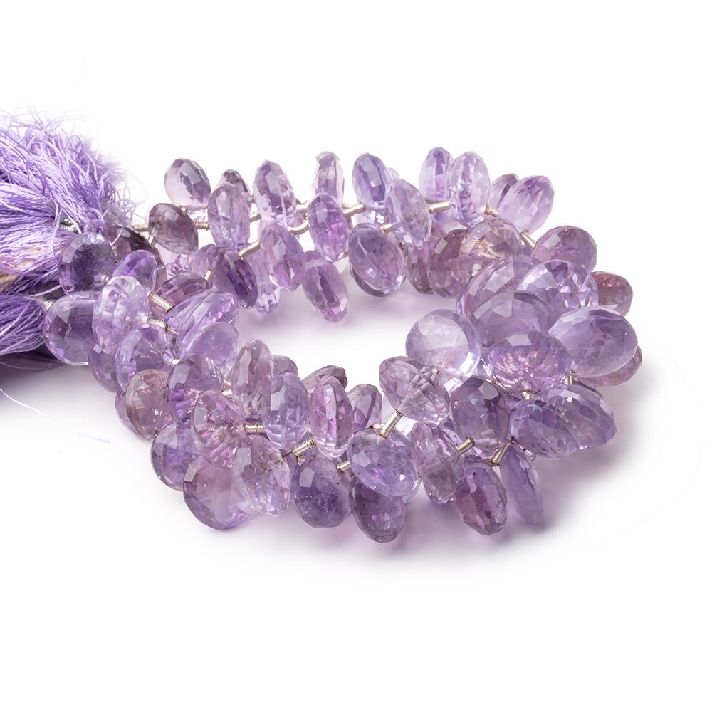 8-11mm Pink Amethyst Front Drilled Faceted Hearts 7.5 inch 25 Beads