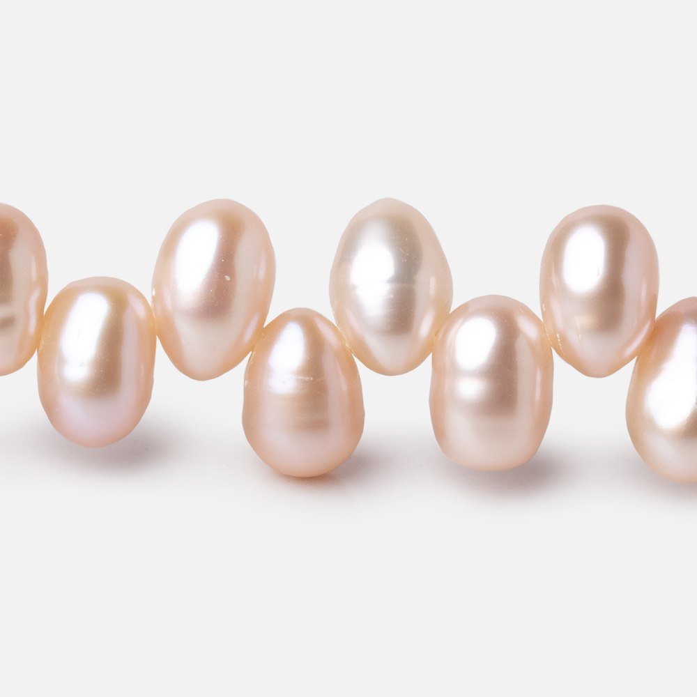 8-9mm Peach Top Drill Oval Freshwater Pearl Beads 15.5 inch 78 pieces