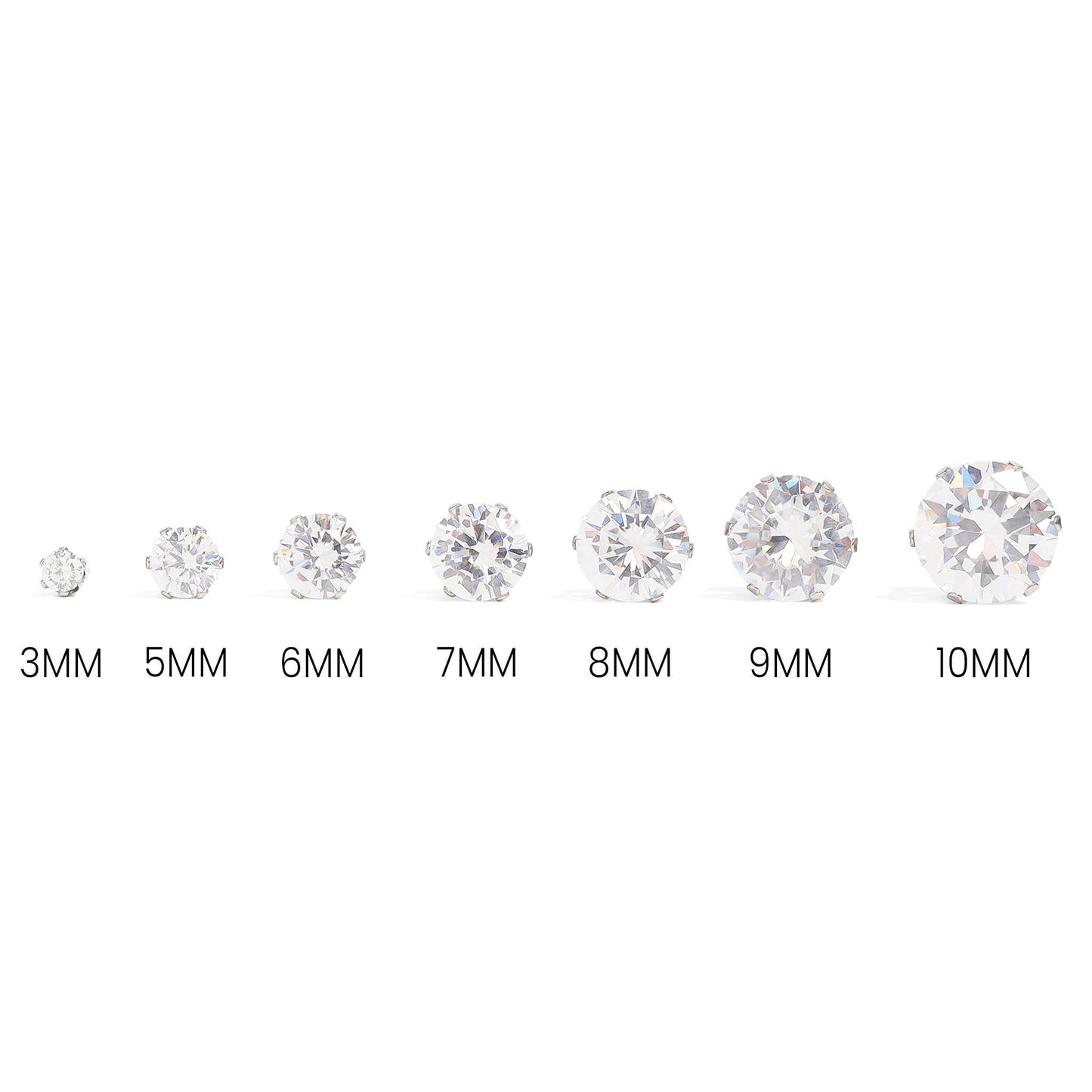 Boucles d'oreilles clous rondes CZ en acier inoxydable