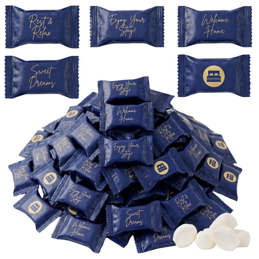 Hotel Butter Mints Individually Wrapped Hospitality Mints – Pillow Mints for Hotel Rooms, Airbnb & Vacation Rentals – Welcome Buttercream Mints, Bulk Hotel Candy, 4 Assorted Designs (110, 220 or 500 Count)