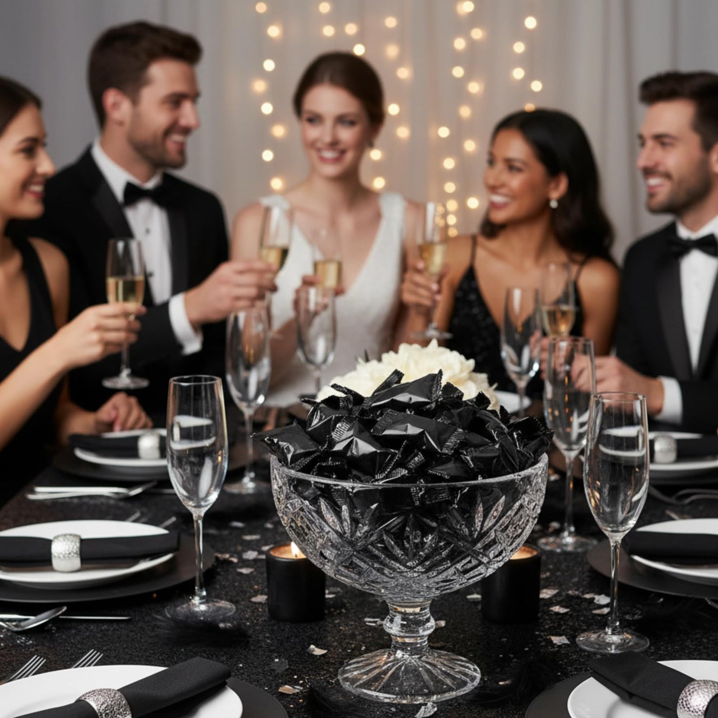 220ct Black Buttermints Individually Wrapped – Bulk Soft Butter Mints for Weddings, Candy Buffets, Halloween, New Year’s & Party Favors