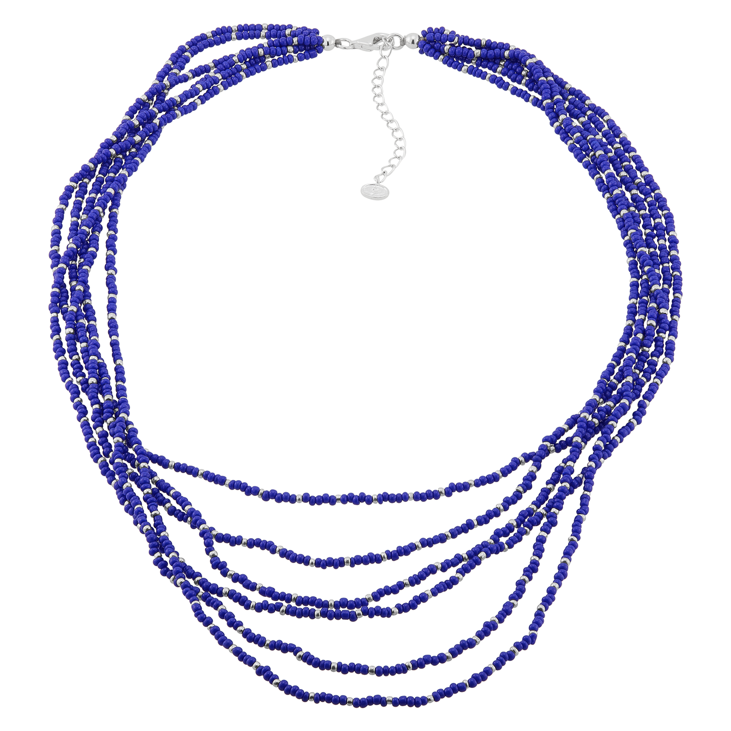 Silpada 'Endless Harmony' Silver Blue Seed Bead Necklace