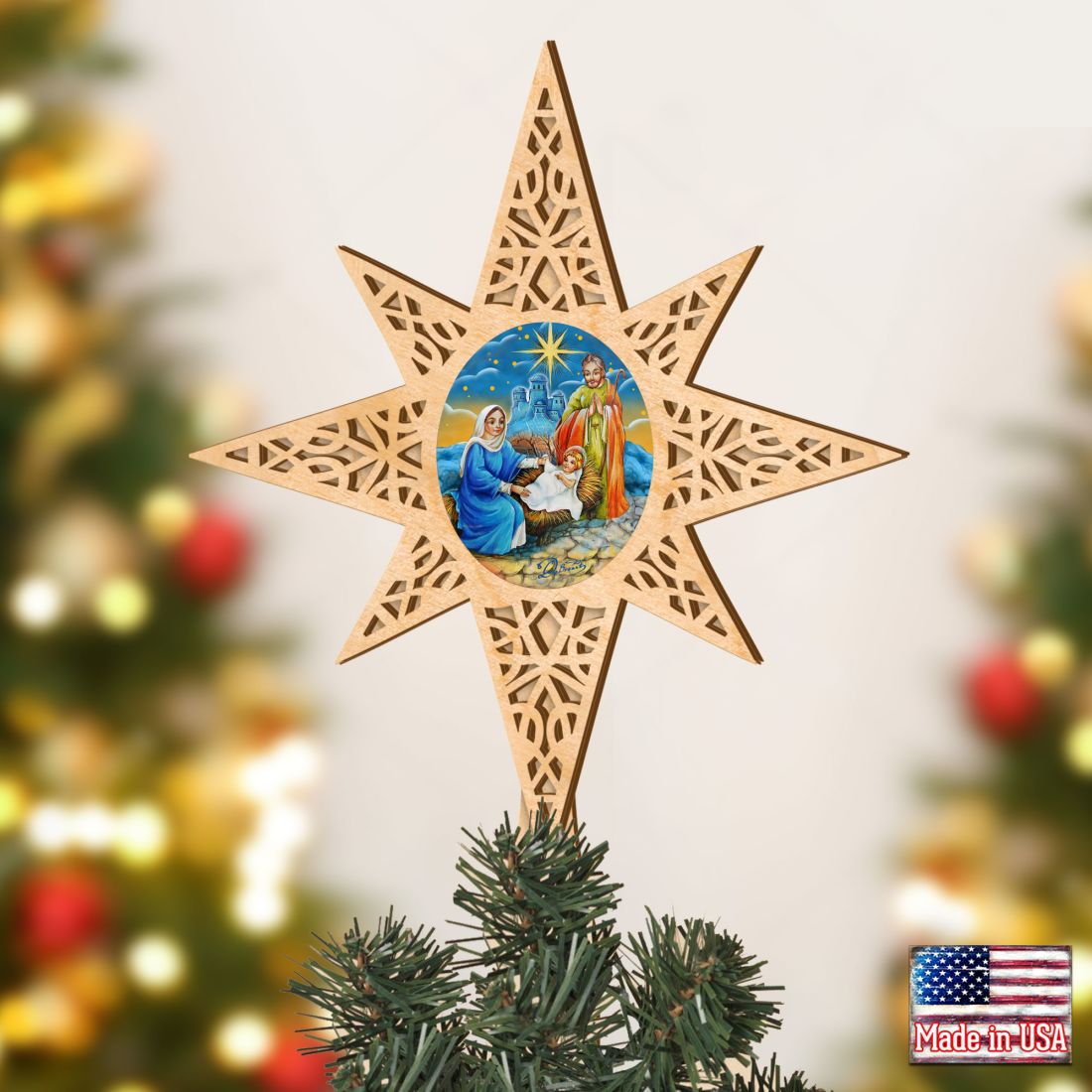 Old World Nativity Tree Topper by G.DeBrekht - Nativity Holiday Decor - 89493