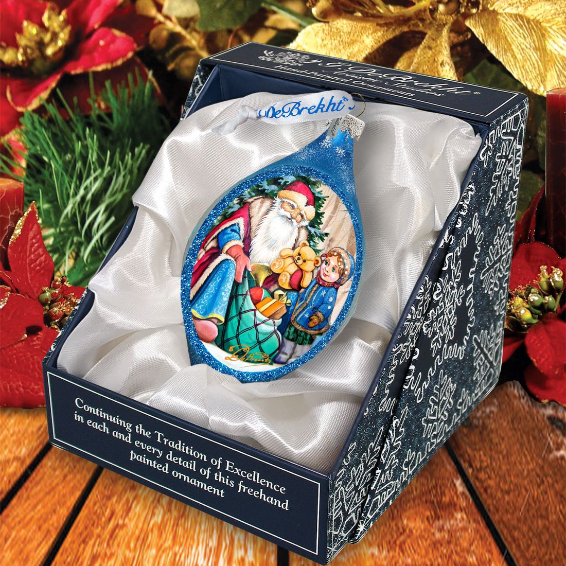 Toy Bag Drop Glass Ornament by G. DeBrekht - Christmas Santa Snowman Decor - 757-024