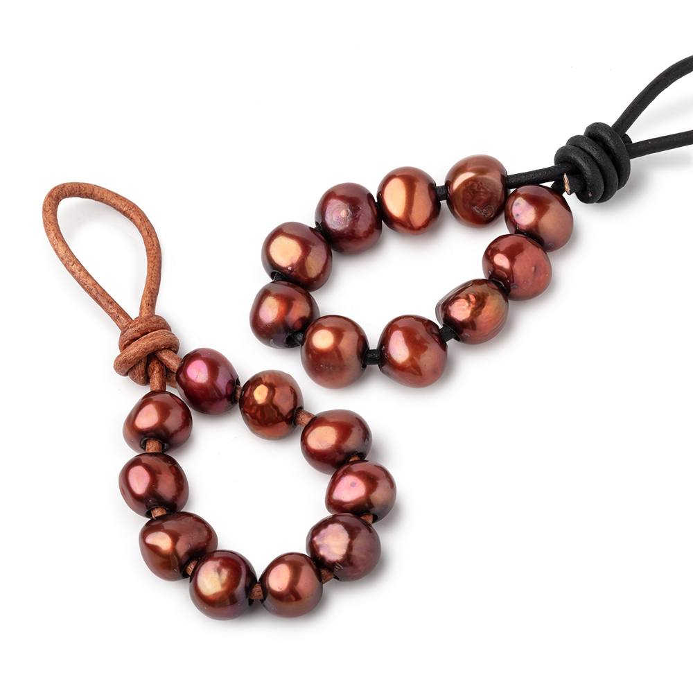 8.5-10.5mm Saffron Brown Large Hole Baroque Pearls Set of 11
