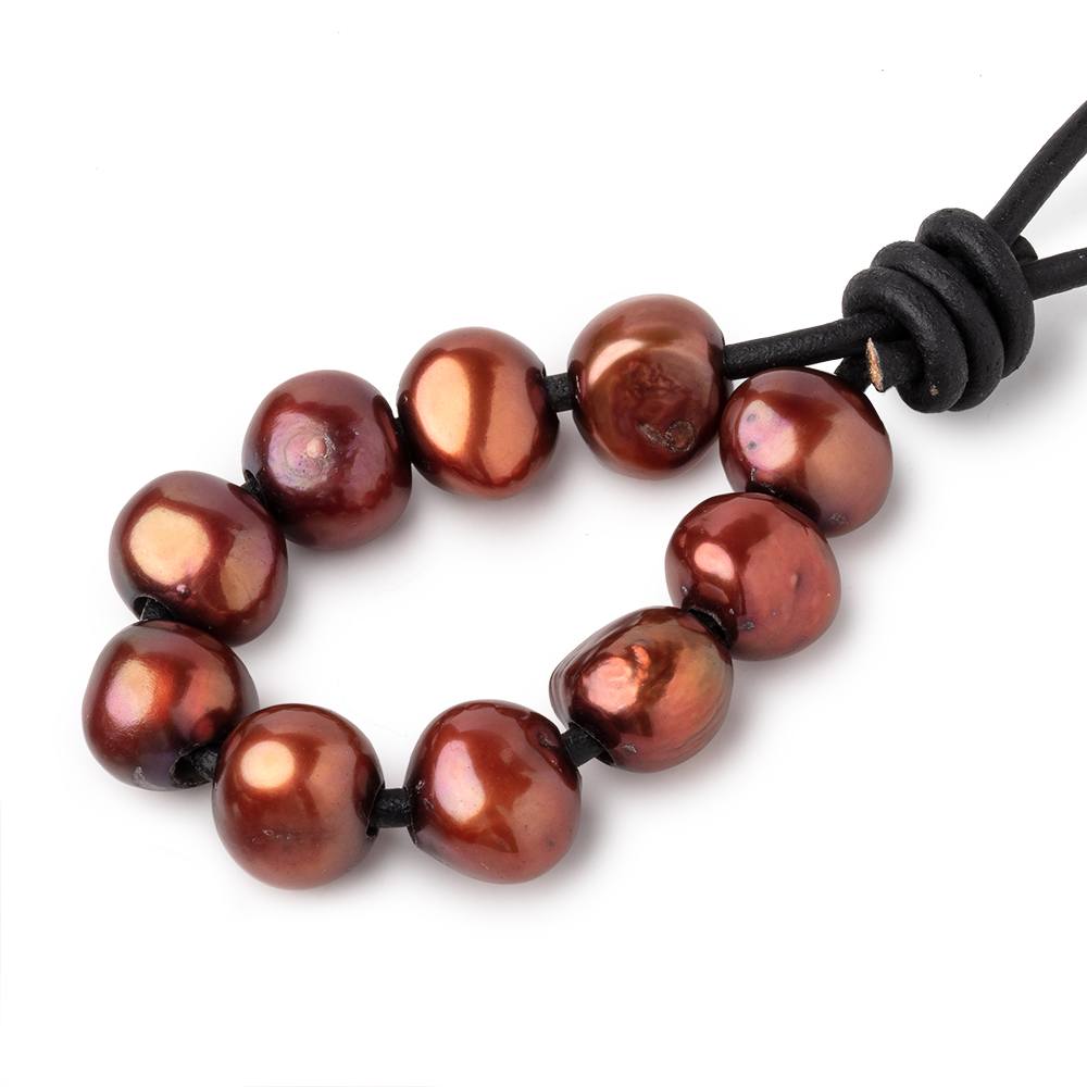 8.5-10.5mm Saffron Brown Large Hole Baroque Pearls Set of 11